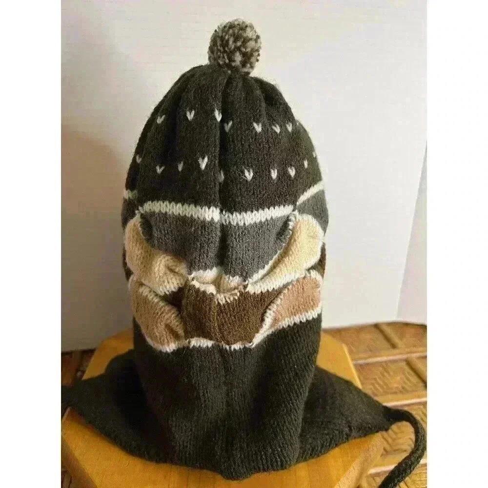 Peruvian Handmade Alpaca Wool Chullo Hat Cde‎ Pasco Earflap Winter Cap-Tan&Cream